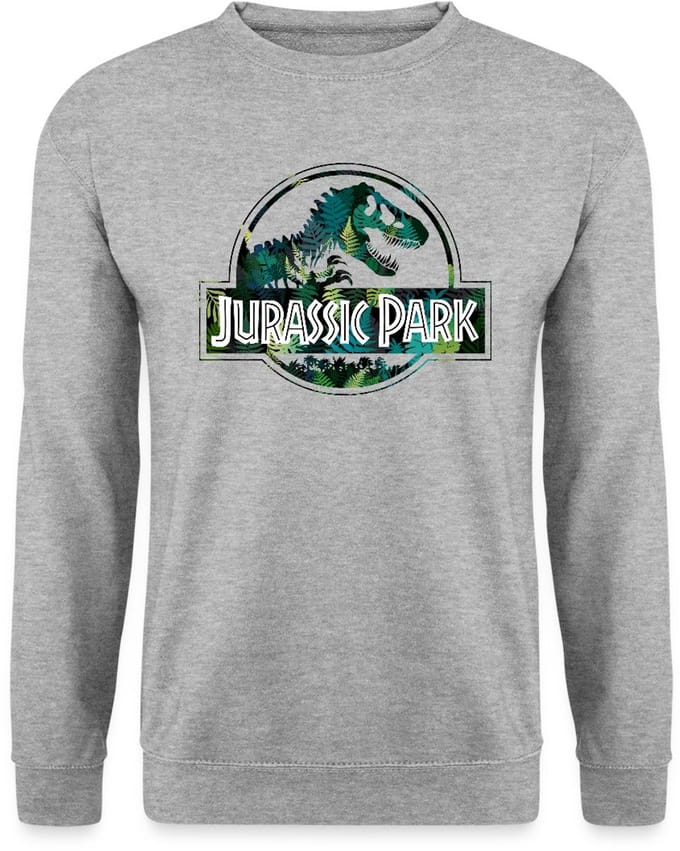 Jurassic Park Logo Met T-Rex Bladeren Ontwerp Sweater Heren