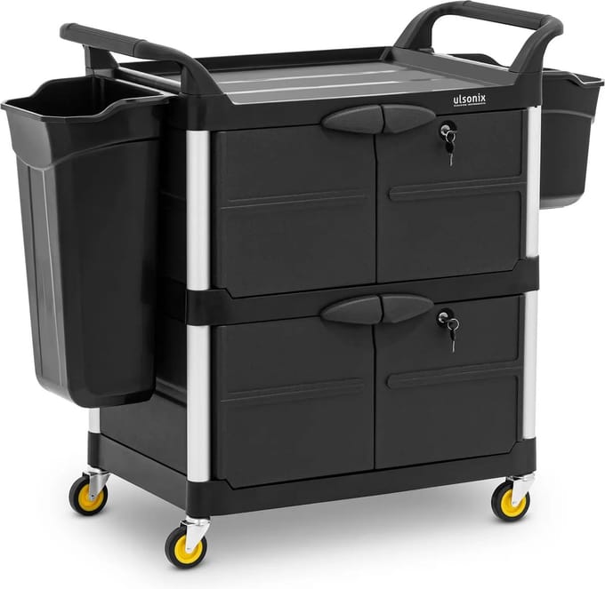 ulsonix Schoonmaakwagen - afsluitbaar - 150 kg - 3 plateaus 10050461