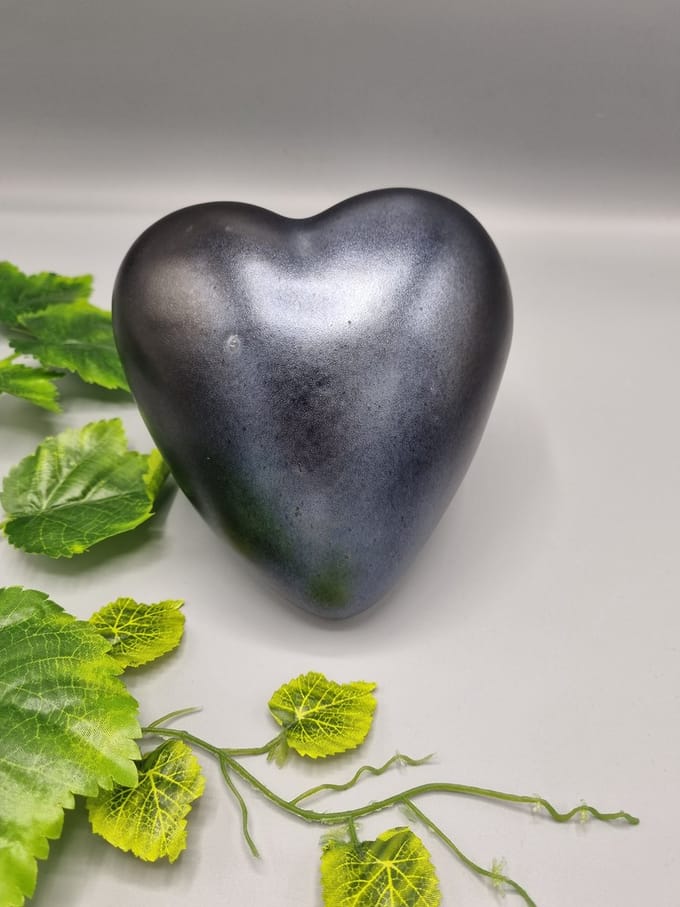 Urn - Keramiek - Hart - Metaal - 800ml - 1 askamer - Hand-made