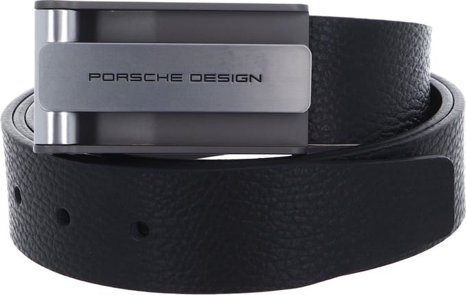 PORSCHE DESIGN Leren riem Business Hook Belt Buckle 35 W100 Black zwart