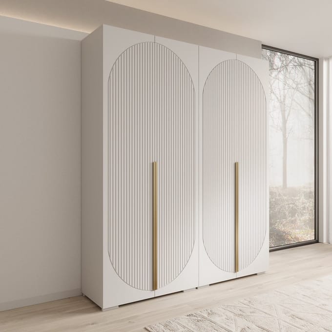 Meubella - Mayfair - Kledingkast 4-deurs - Wit - 200x47x237 cm