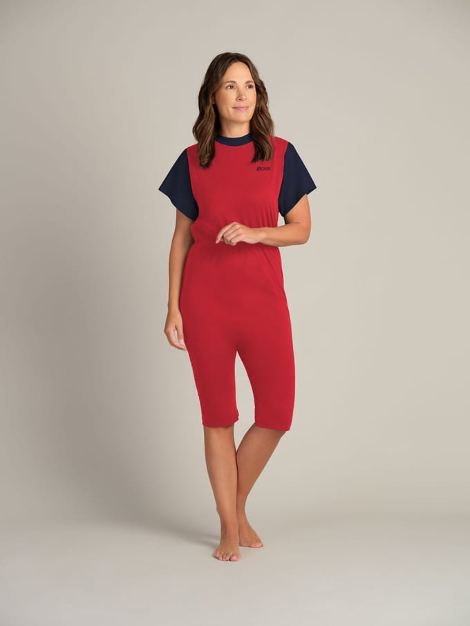 Jersey hansop | Rugritssluiting | Korte mouw | Korte pijpen  | Rood| S