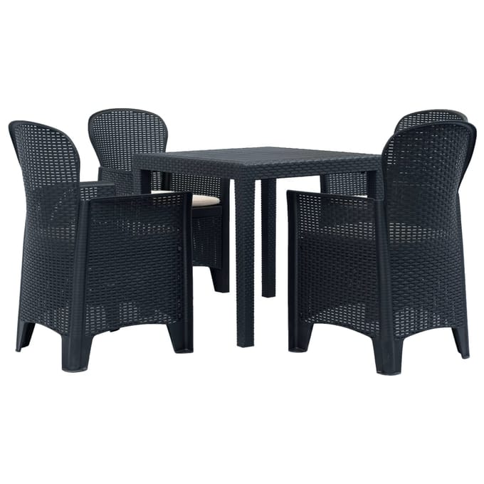 vidaXL - 5-delige - Tuinset - rattan-look - kunststof - antraciet