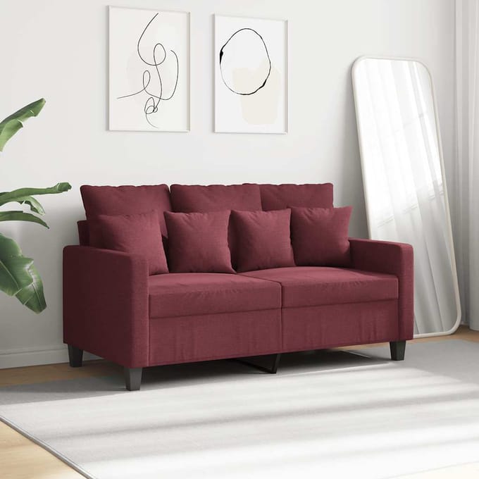 vidaXL - Tweezitsbank - 120 - cm - stof - wijnrood