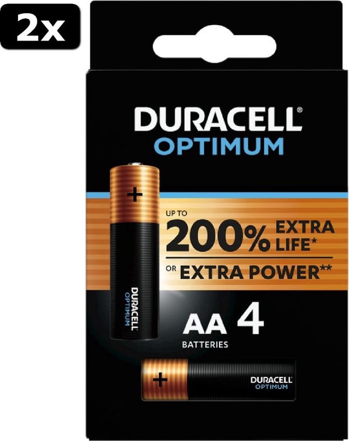 2x Duracell Optimum Alkaline AA batterijen - 4 stuks