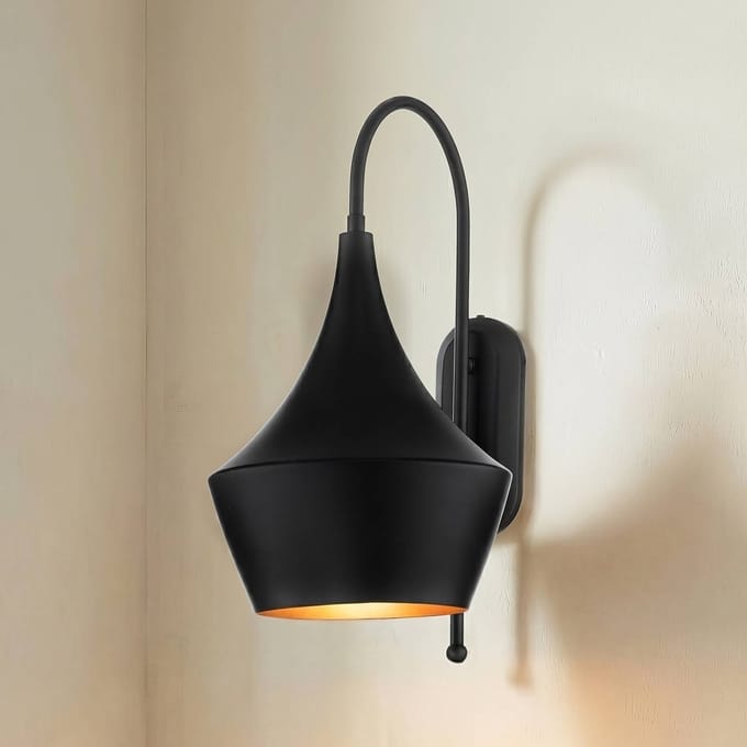 ROYALTECH Wandlamp Olaf, zwart, metaal, hoogte 48 cm