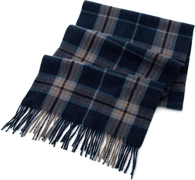 Sjaal Ruit - Blauw/Taupe/Donkerblauw | 200 x 39 cm | Acryl/Polyester