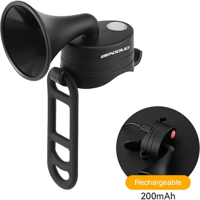 120db hoge decibel elektronische fietshoorn, waterdichte oplaadbare elektrische fietsbel Rechargeable black