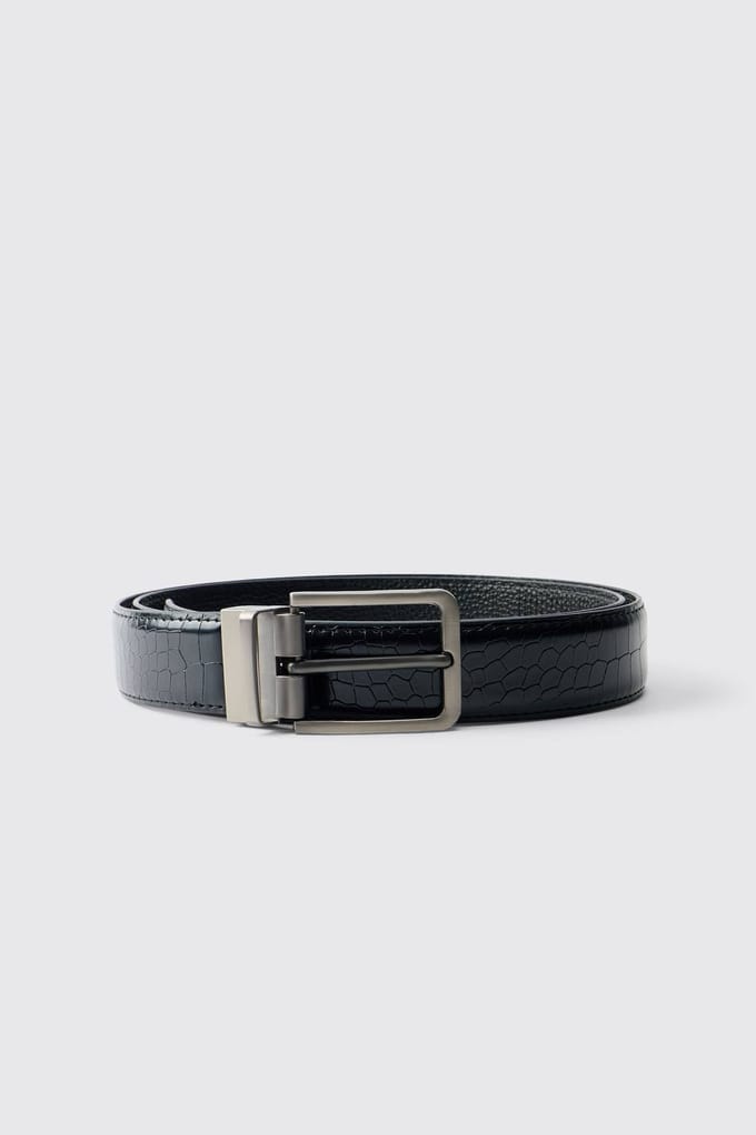 Kunstleren Riem Met Krokodillentextuur | Black | Size 2XL