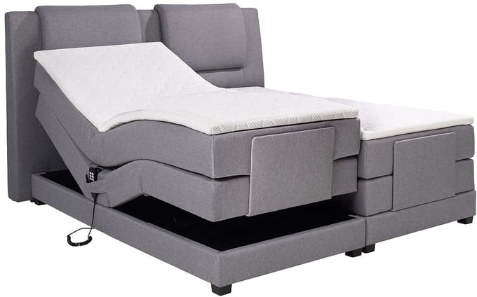 Vente-unique Boxspringbed stof lichtgrijs 2 x 90 x 200 cm