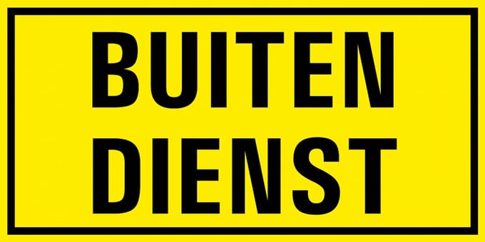 Buiten dienst bord - kunststof 300 x 150 mm