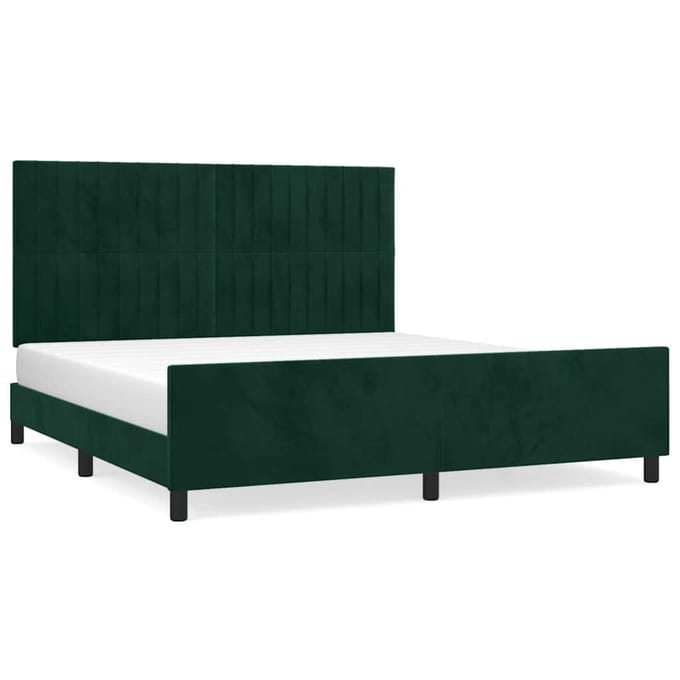 vidaXL - Bedframe - met - hoofdeinde - fluweel - donkergroen - 180x200 - cm