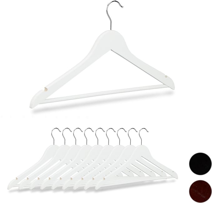 kledinghangers hout - set van 100 - broeklat - kleerhangers wit - draaibaar