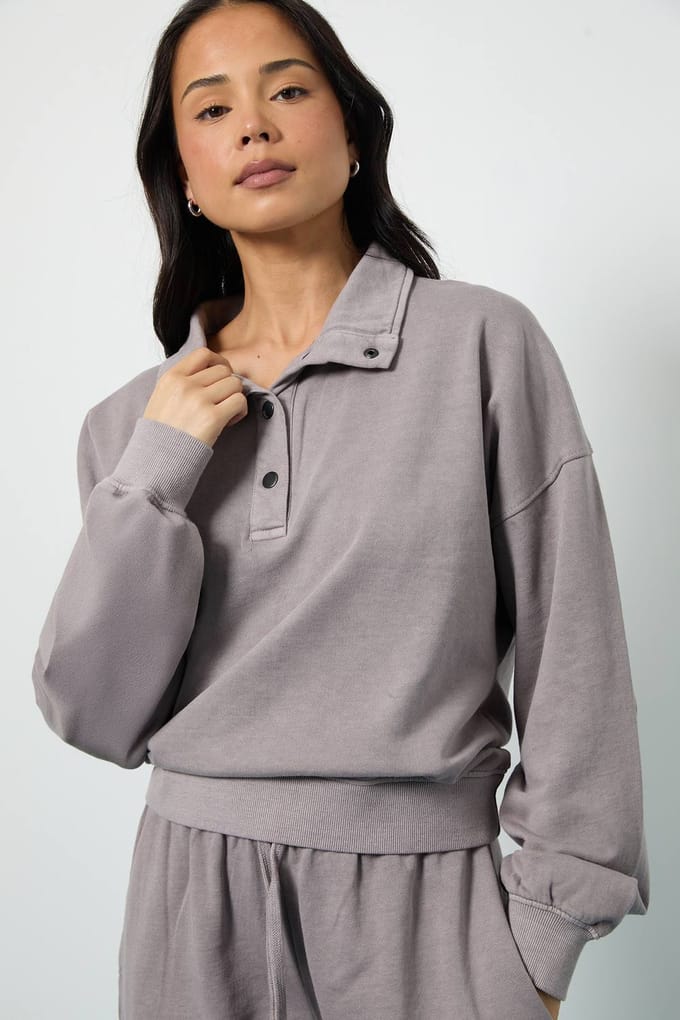 boohoo Dames Gewassen Funnel Neck Sweatshirt Trainingspak | Grape | Maat: Small