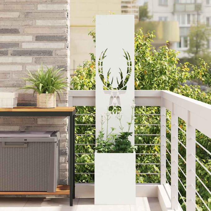 vidaXL - Tuin - Privacy - Scherm - Wit - 32 - x - 32 - x - 150 - cm - Koudgewalst - staal