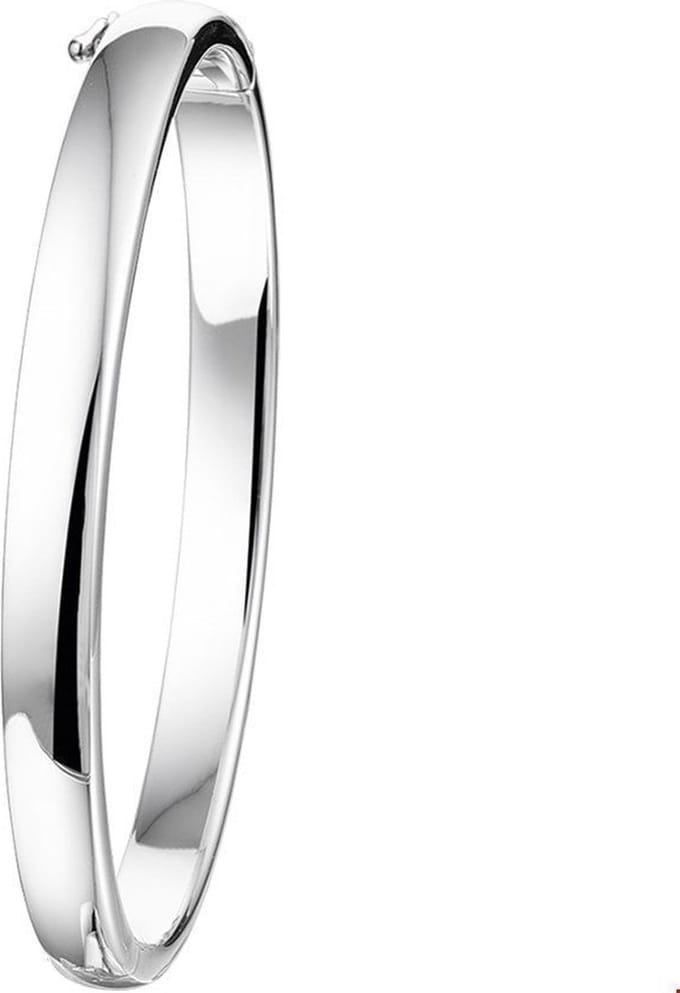 The Jewelry Collection Bangle Scharnier Massief 6 X 60 mm - Zilver Gerhodineerd