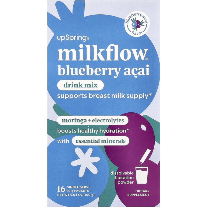 Milkflow® Drankmix, Bosbes Acai, 16 Zakjes, 10G (0.35oz) Elk gray