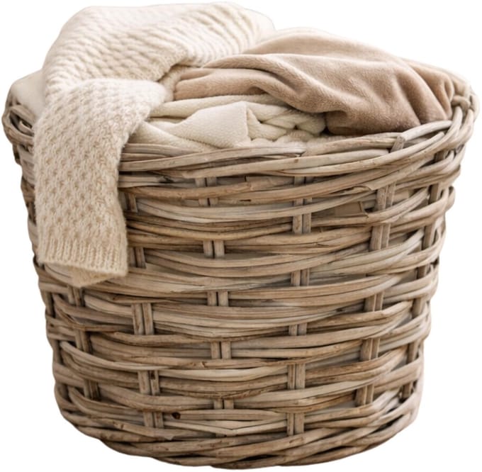 Mega Collections opbergmand Koudum - rotan - D39 x H31 cm - lichtbruin/grijs