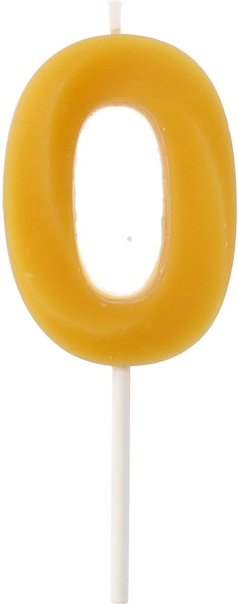 Kaars - Cijfer 0 - Bijenwas - 4,5 cm