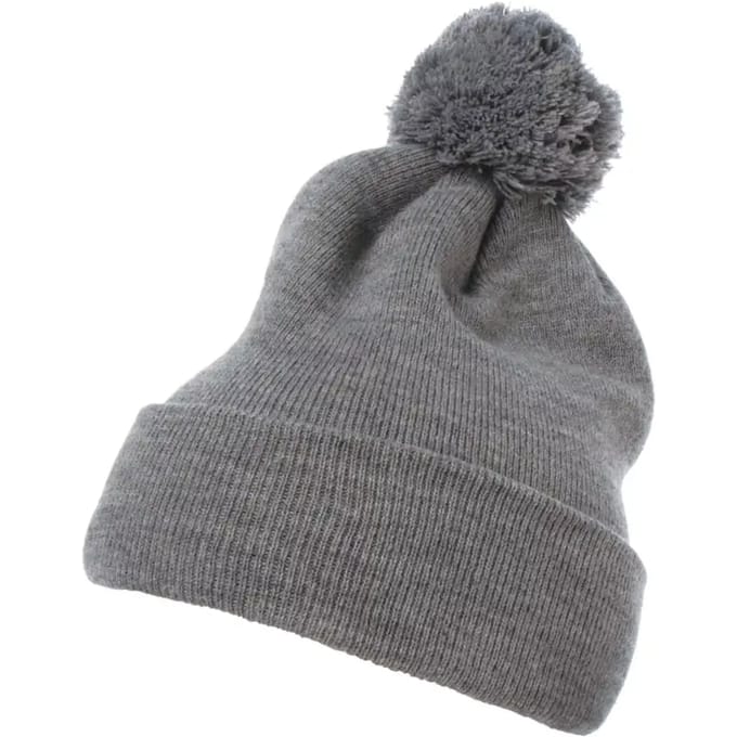 Flexfit - Cuffed Pom Pom Knit Beanie Muts - Grijs
