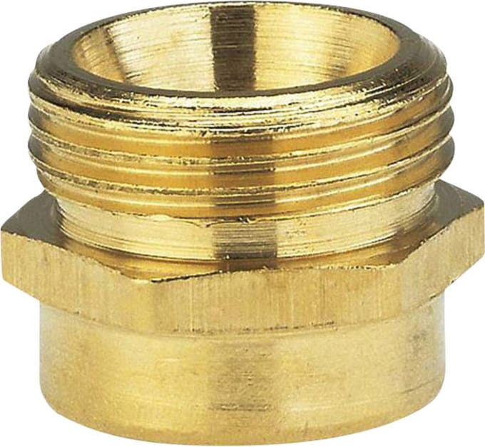 GARDENA 07264-20 Messing Schroefdraadverloopnippel 26,44 mm (3/4) buitendraad, 30,3 mm (1) binnendraad