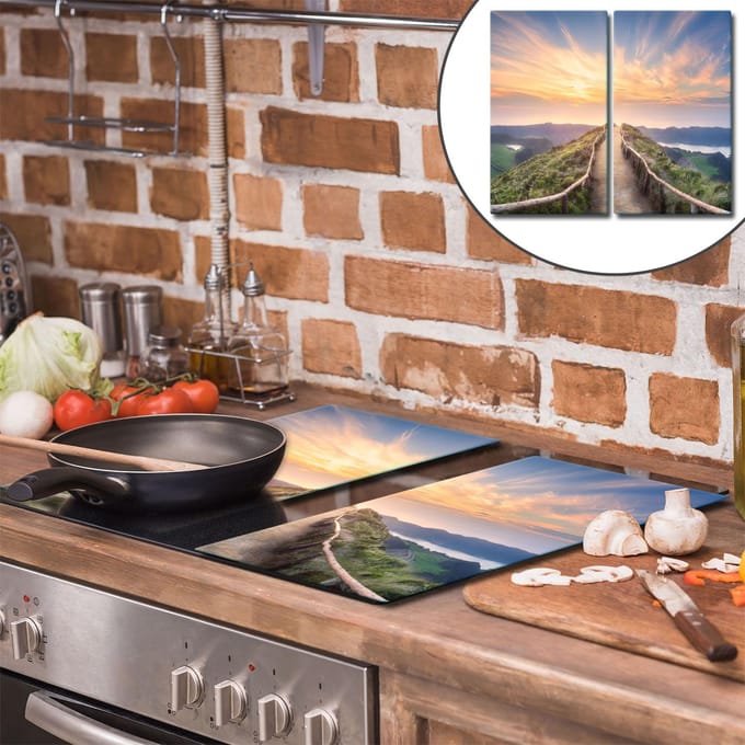 TMK ArtDeko - Snijplank - Glas - 30x52cm - Kleurige Landschap