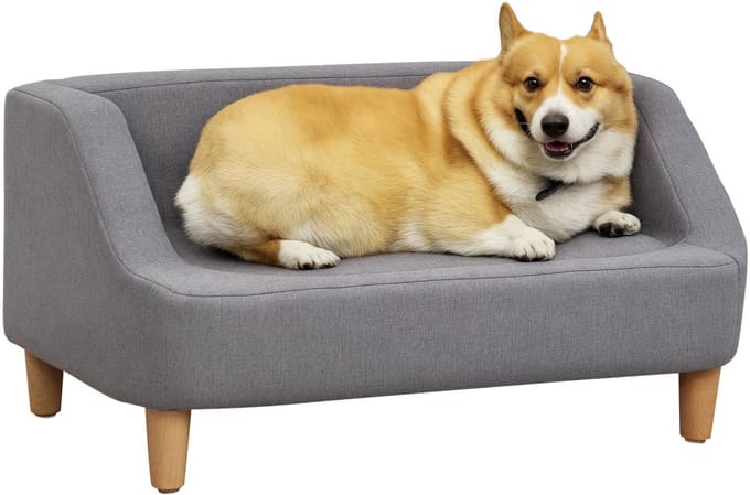 PawHut Pet Sofa - Linnen-gevoel polyester stof - 75x55x39cm - Grijs