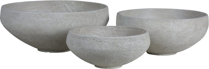 PTMD Dashima Cream GRC Pot Low Round Bowl Set Of 3