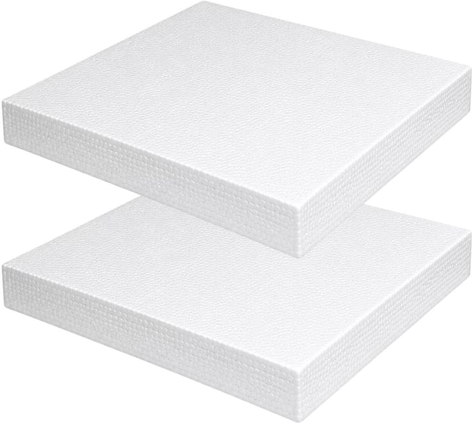 Piepschuim vormen - vierkant - 2x - 25 x 25 x 3 cm - styropor hobby / DIY vorm - basis knutselfiguren