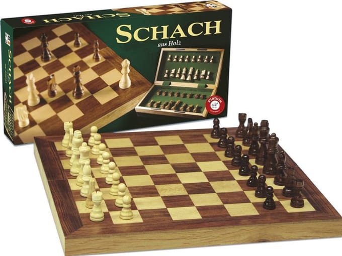 Grote houten schaakcassette