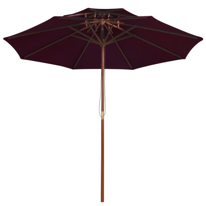 vidaXL - Parasol - dubbeldekker - met - houten - paal - 270 - cm - bordeauxrood