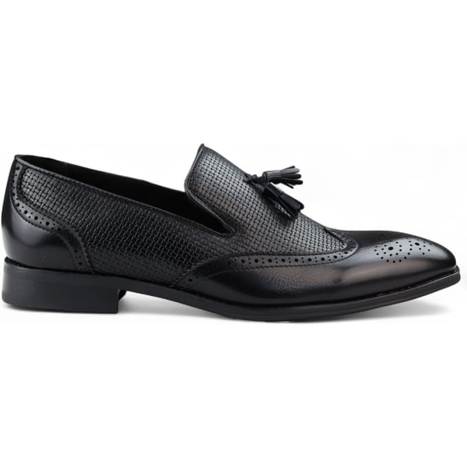 Zwarte mocassin loafers met kwastjes voor heren, elegante instappers