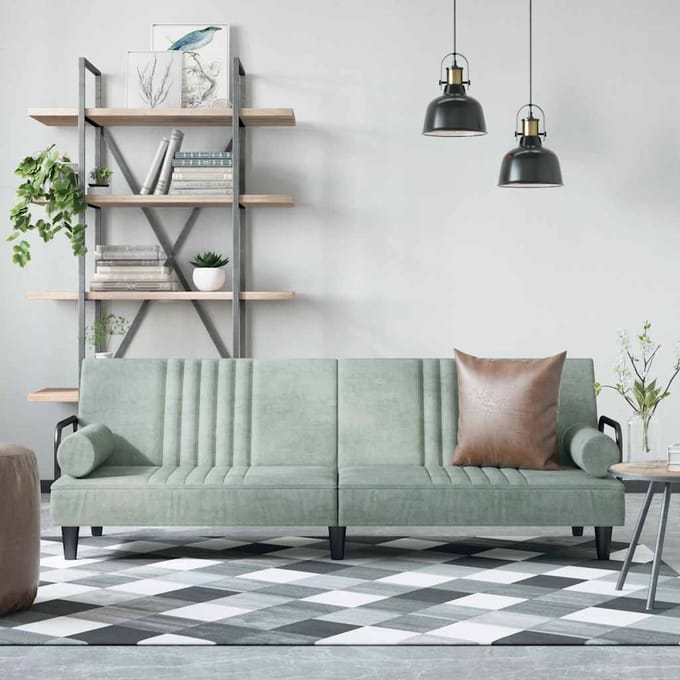 vidaXL - Slaapbank - met - armleuningen - fluweel - lichtgrijs