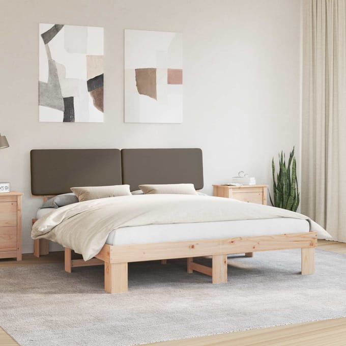 vidaXL - Bedframe - met - Gevoerde - Hoofdbord - Taupe - 180 - x - 200 - cm