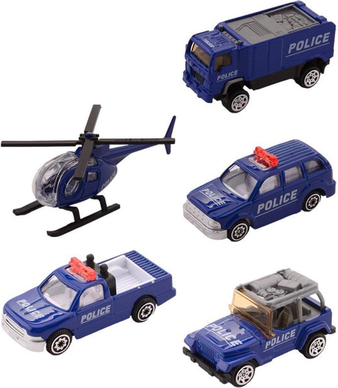 Politie Voertuigen 1:64 In Display - 5 stuks
