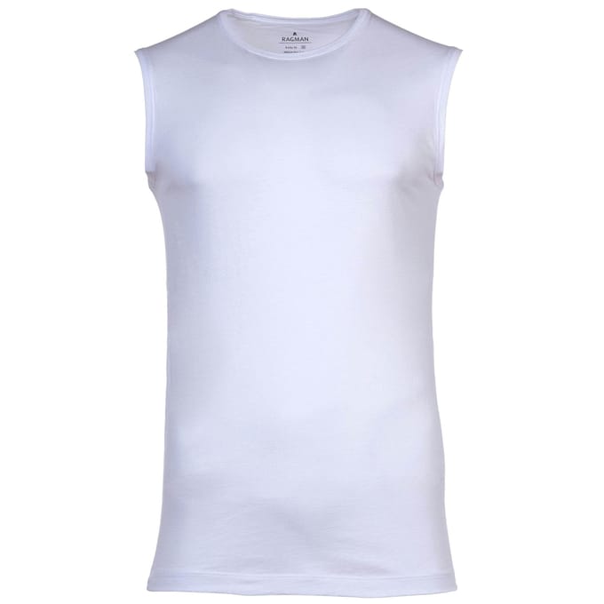 Ragman Ondermode Tank Top Round Neck 2Pack Wit / male