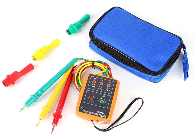 Fasetester Draaiveldmeter - Driefasenmeter - Elektrische Installaties - Open Fase Detectie - AC 60-600V - Rood