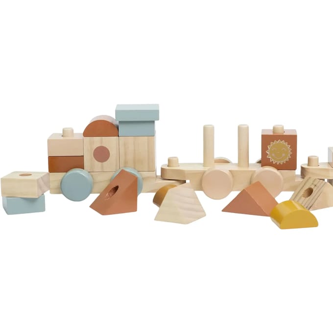 Houten opvouwbare trein bouwset Trois Kilos Sept