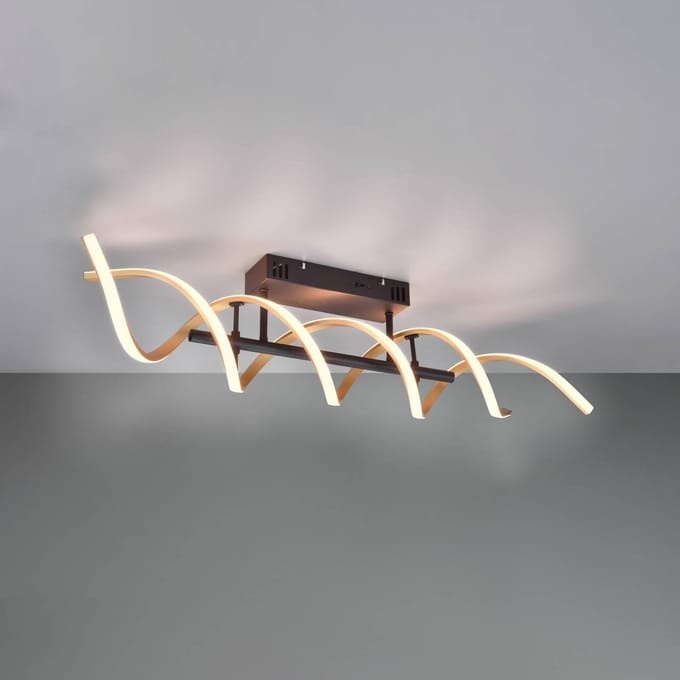 Trio Lighting LED plafondlamp Sequence, dimbaar, CCT, messing