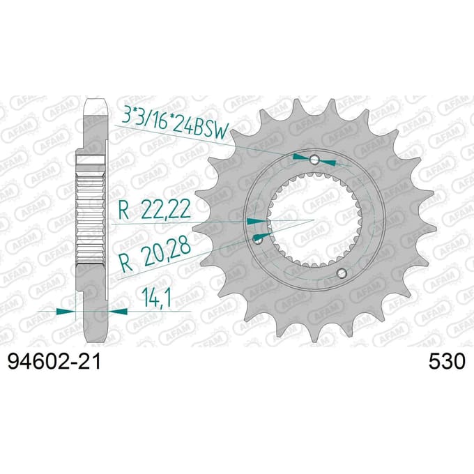 Stalen motortandwiel voor Afam 530 21 dents