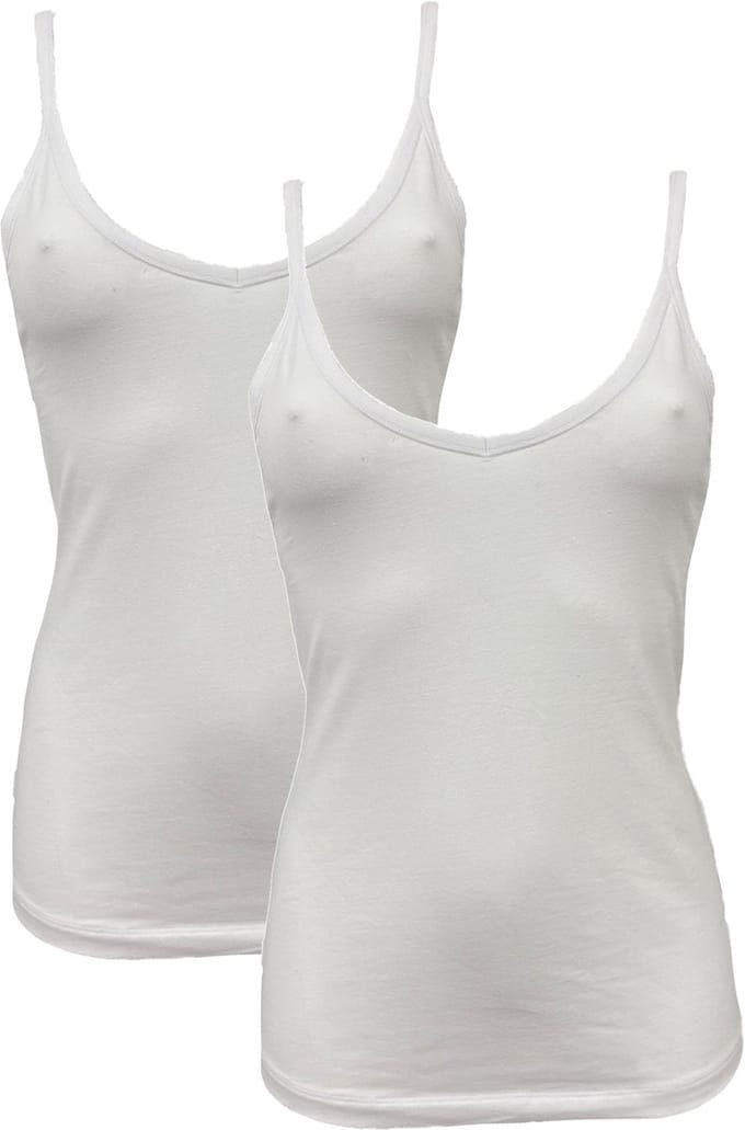 After Eden My Basic Singlet katoenen 2-pack Dames Ondershirt - White - Maat M