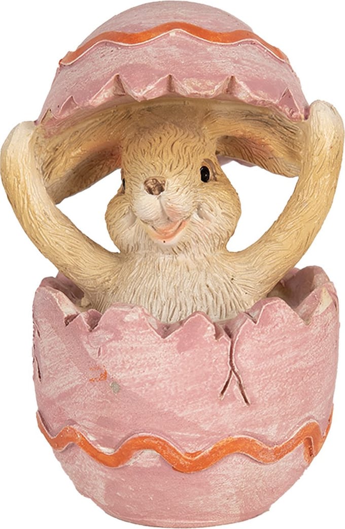 Clayre & Eef Beeld Konijn 8 cm Bruin Roze Polyresin