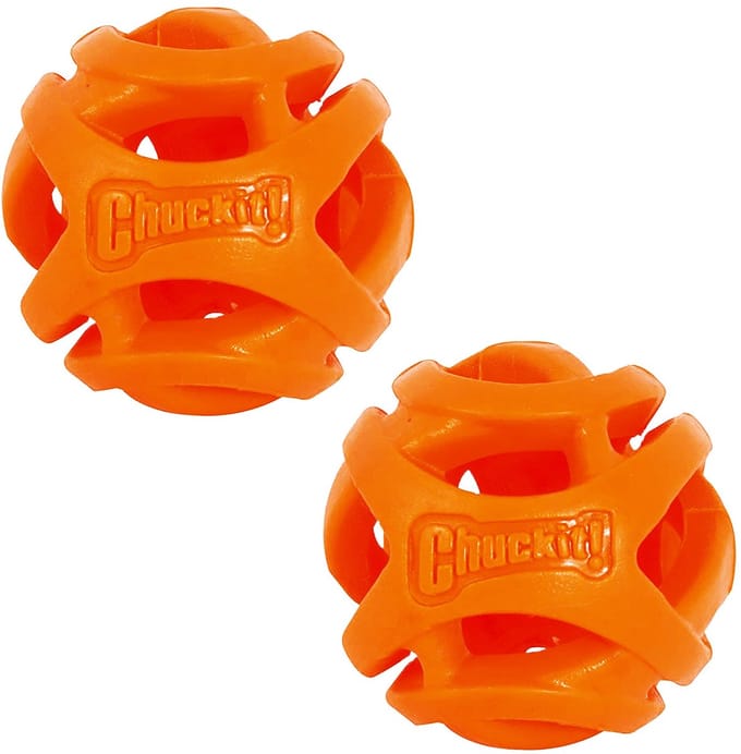 Chuckit! Breathe Right Fetch Ball - Hondenspeelgoed - Hondenbal - Drijvend - Medium - Ø6 cm - Oranje - 2 Stuks