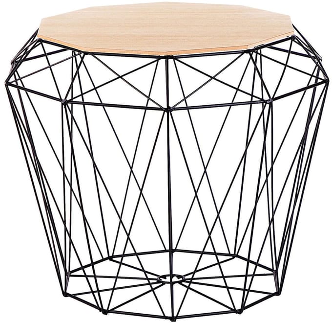 ELIDA - Bijzettafel - Zwart/ Lichte houtkleur - MDF