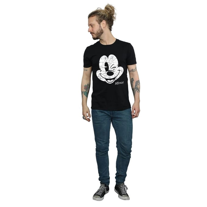 Li-cense Disney heren mickey mouse distressed gezicht t-shirt