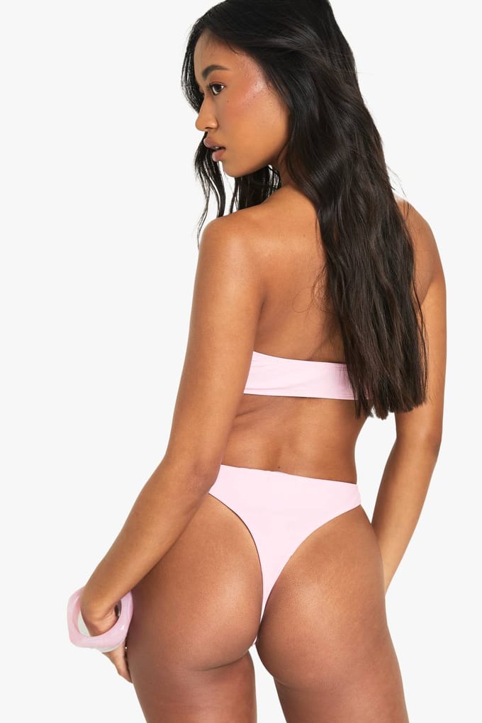 boohoo Dames Zwembroek Essentials Knot Bandeau Bikini Top | Roze | Maat: 38