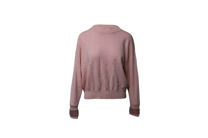 Alexander Wang trui met kristallen manchetten in roze wol