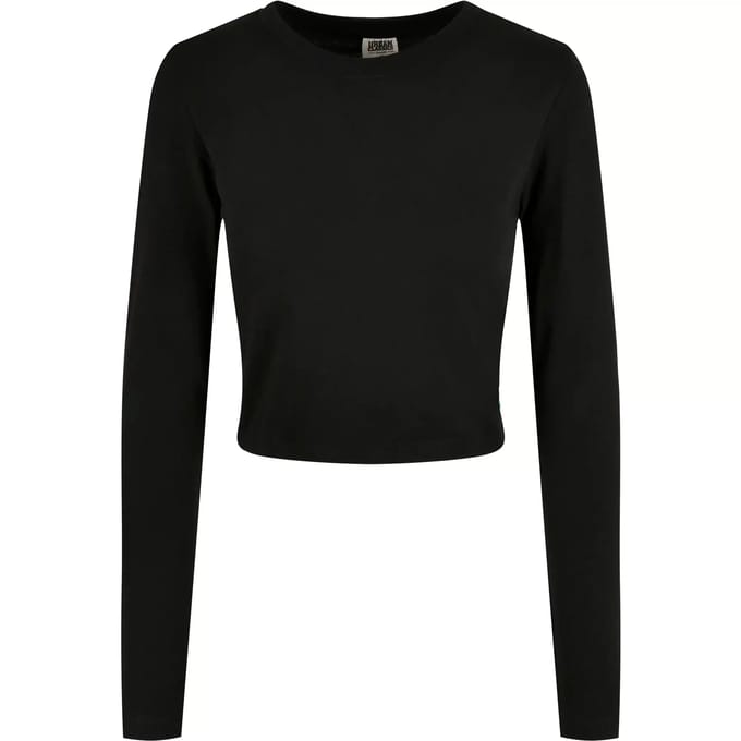 Urban Classics - Organic Cropped Longsleeve top - XL - Zwart