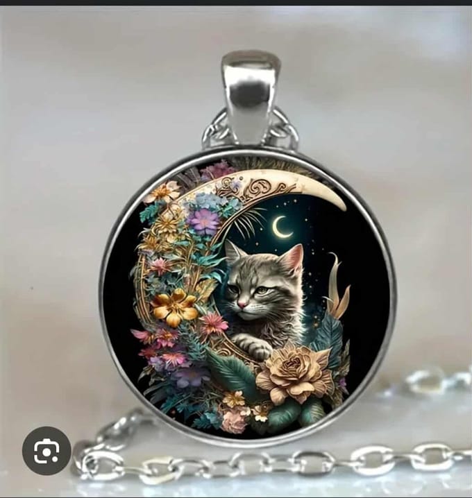 Ketting met kat en maan | Kat | Moon cat | Maan | Moon
