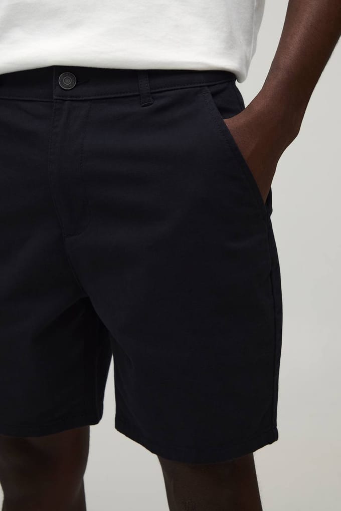 Essentiële Slim Fit Chino Shorts Met Vaste Tailleband | Black | Size 30